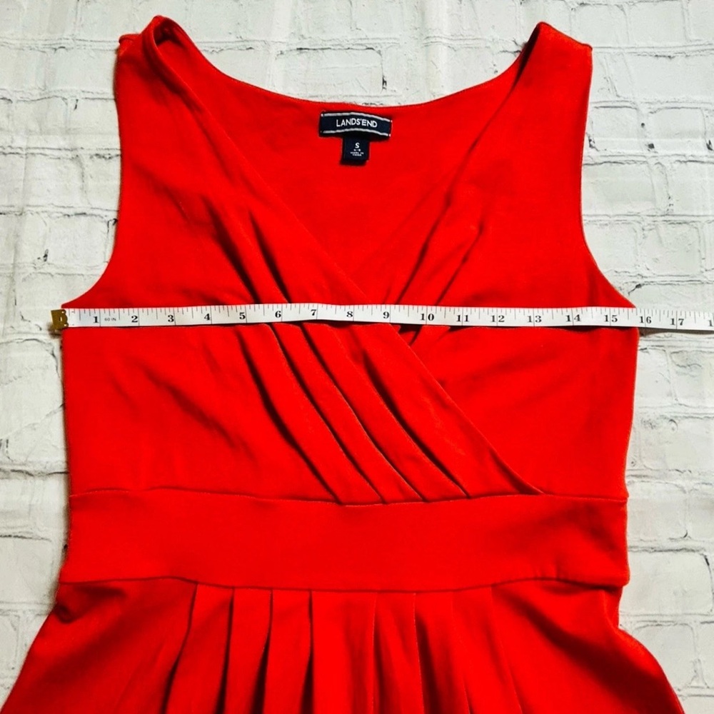 Lands’ End Faux Wrap Dress Womens Size Small 6-8 Orange Pima Cotton - Picture 7 of 11
